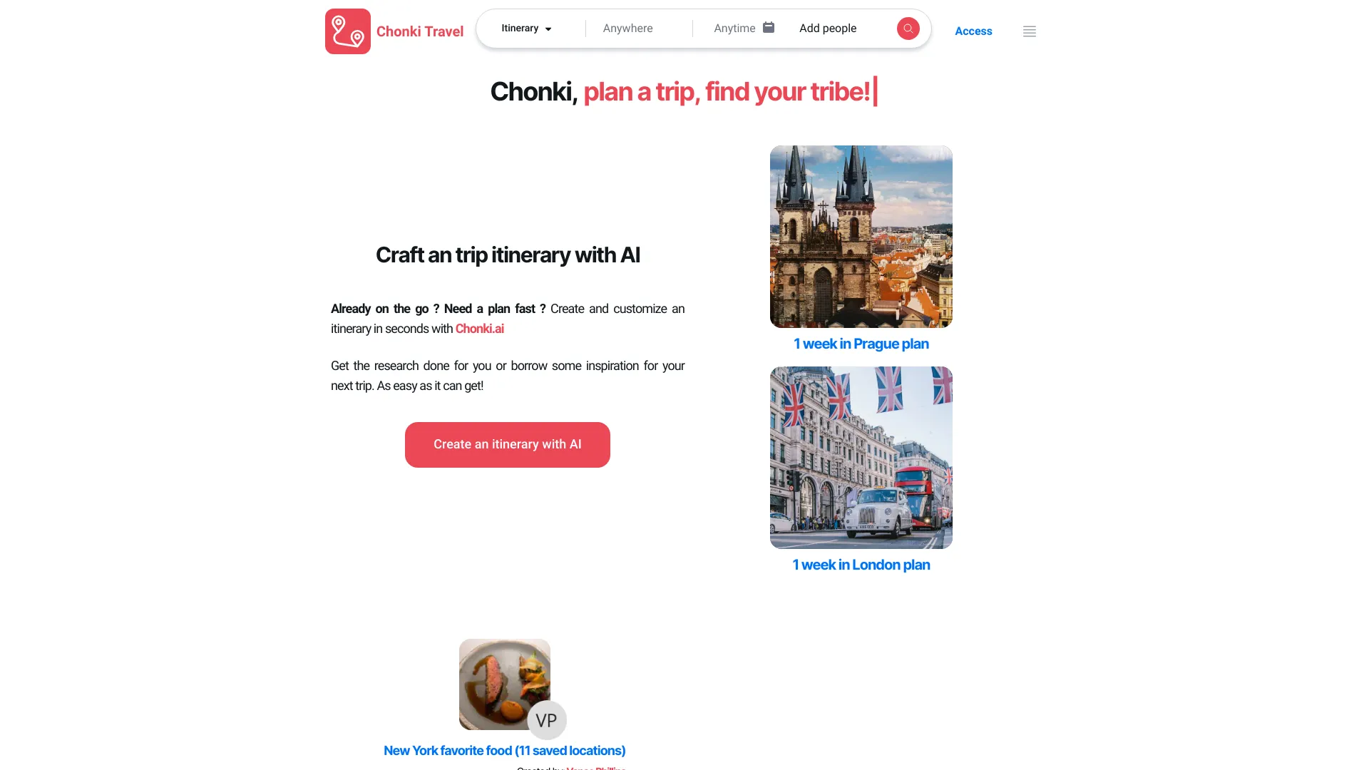 Chonki - Travel community and itinerary planner