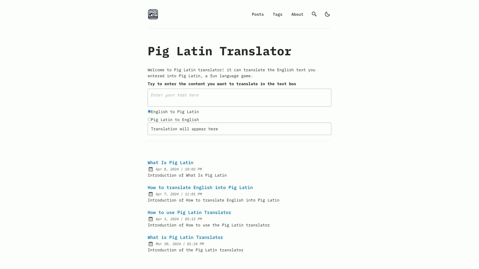 Pig Latin Translator