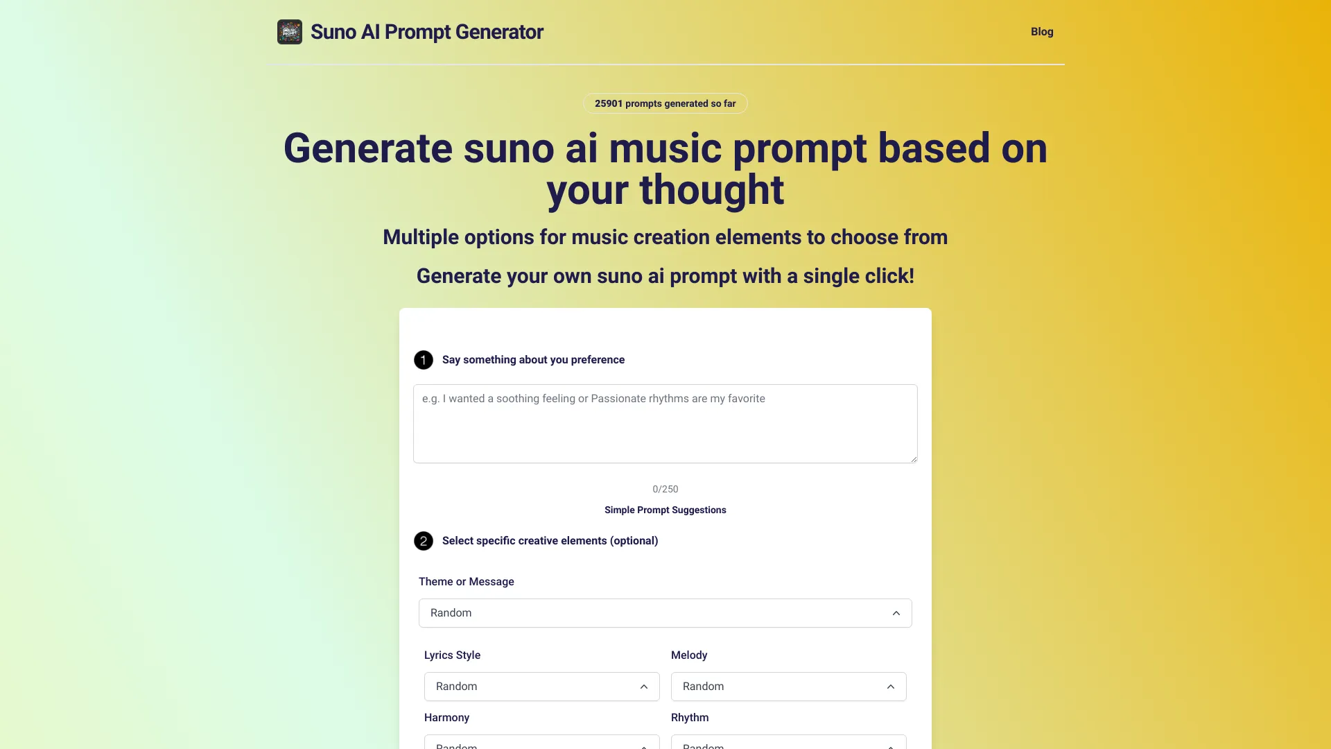 Suno AI Music Prompt Generator